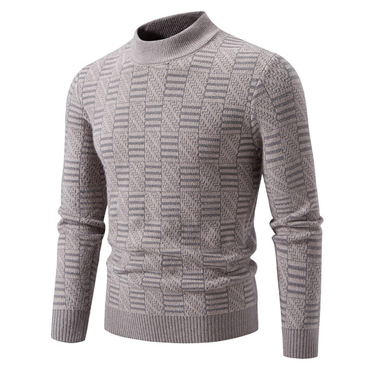 Herren Strickpullover mit strukturiertem Design und hohem Kragen Heidi-Mode