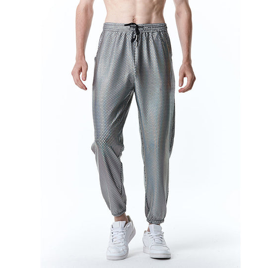 Herren futuristische Mesh-Hose im angesagten Metallic-Look Heidi-Mode