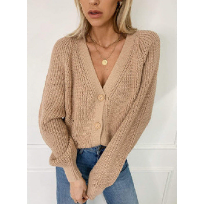 Damen Gestrickte Knopf-Cardigan Heidi-Mode