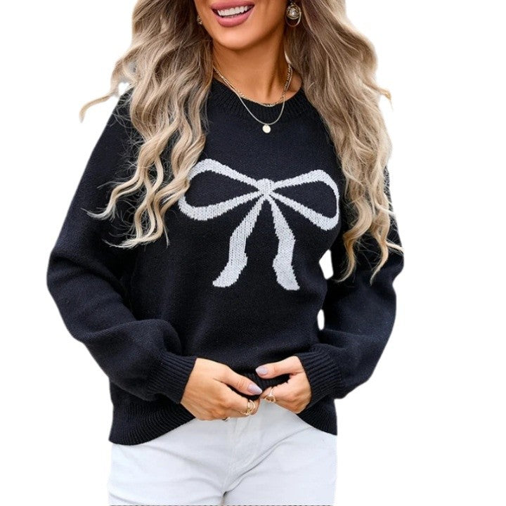 Damen Strickpullover mit charmantem Schleifenmotiv und modischen Details Heidi-Mode
