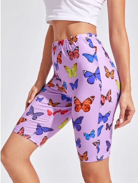 Damen Radhosen mit buntem Schmetterlingsdruck Heidi-Mode