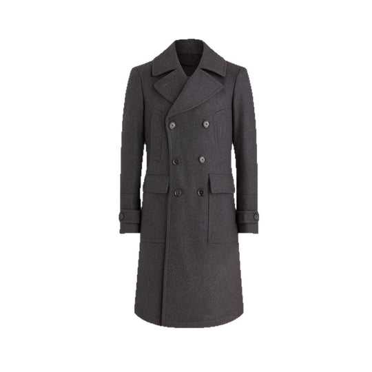 Herren eleganter Dufflecoat mit tiefem Revers und praktischen Taschen Heidi-Mode