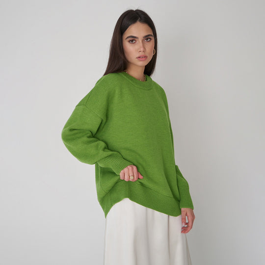 Damen Bequemer Oversized Pullover aus hochwertigem Strick Heidi-Mode