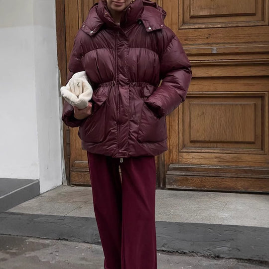 Damen oversized Steppjacke mit hohem Kragen und Taschen Heidi-Mode