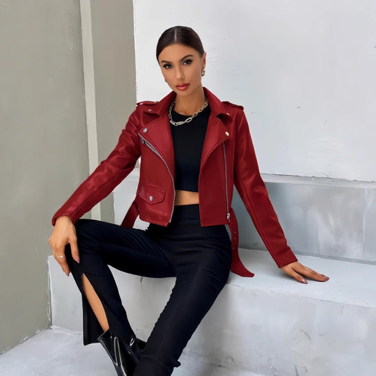 Damen cropped Bikerjacke Heidi-Mode