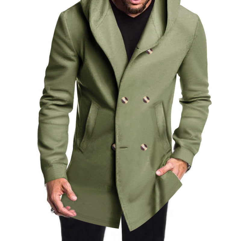 Herren Modische Doppelreihige Jacke mit Kapuze Heidi-Mode