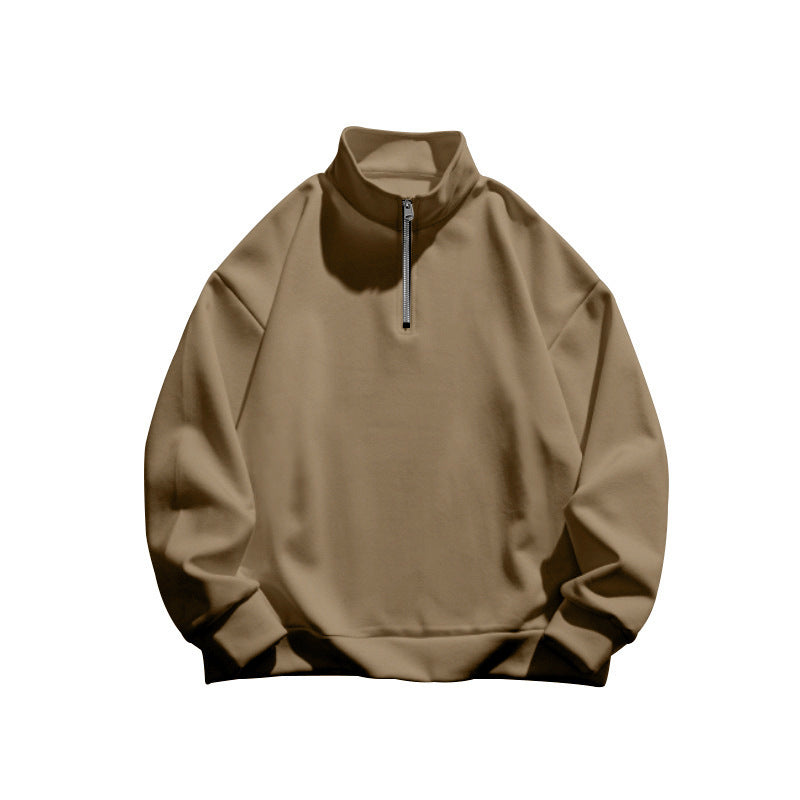 Herren Sportlicher Stehkragenpullover mit Reißverschluss Heidi-Mode