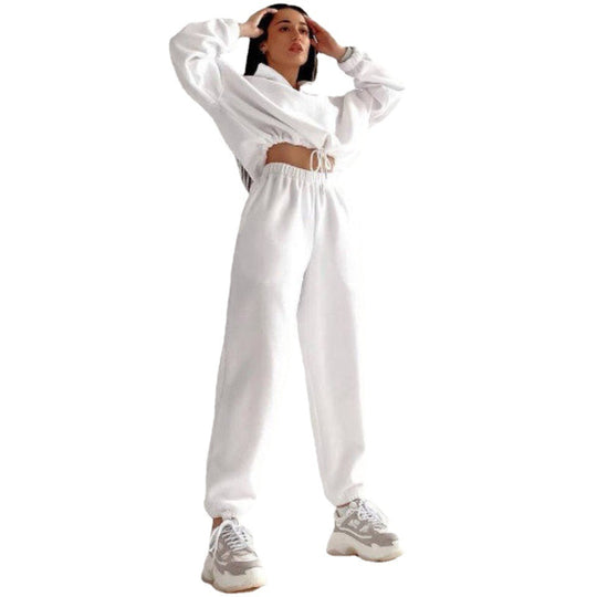 Damen Fleece-Jogginganzug mit kurzem Reißverschluss und lässigem Schnitt Heidi-Mode