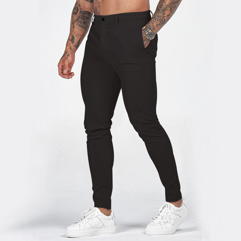 Herren elegante Slim-Fit Chinohose mit elastischem Bund und praktischen Taschen Heidi-Mode