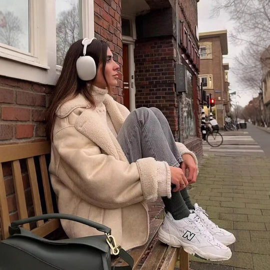 Damen Teddy-Fleece-Jacke mit praktischem Knopfverschluss und Taschen Heidi-Mode