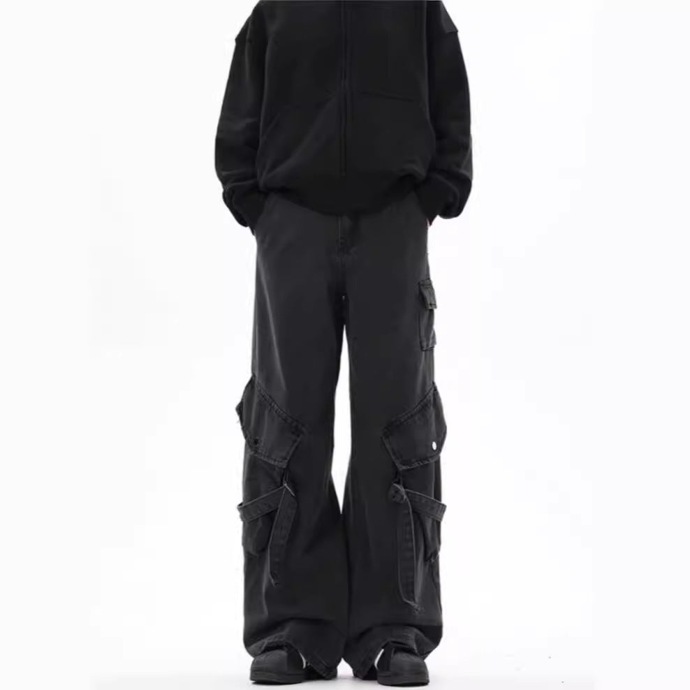 Damen Weite Cargo-Hose mit tiefem Schritt und praktischen Seitentaschen Heidi-Mode
