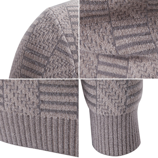 Herren Strickpullover mit strukturiertem Design und hohem Kragen Heidi-Mode