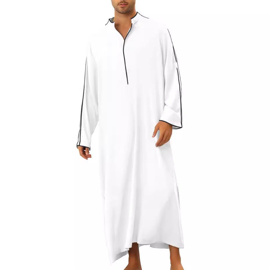 Herren hochentwickelter Kaftan mit sportlichem Stehkragen und eleganten Kontrastdetails Heidi-Mode