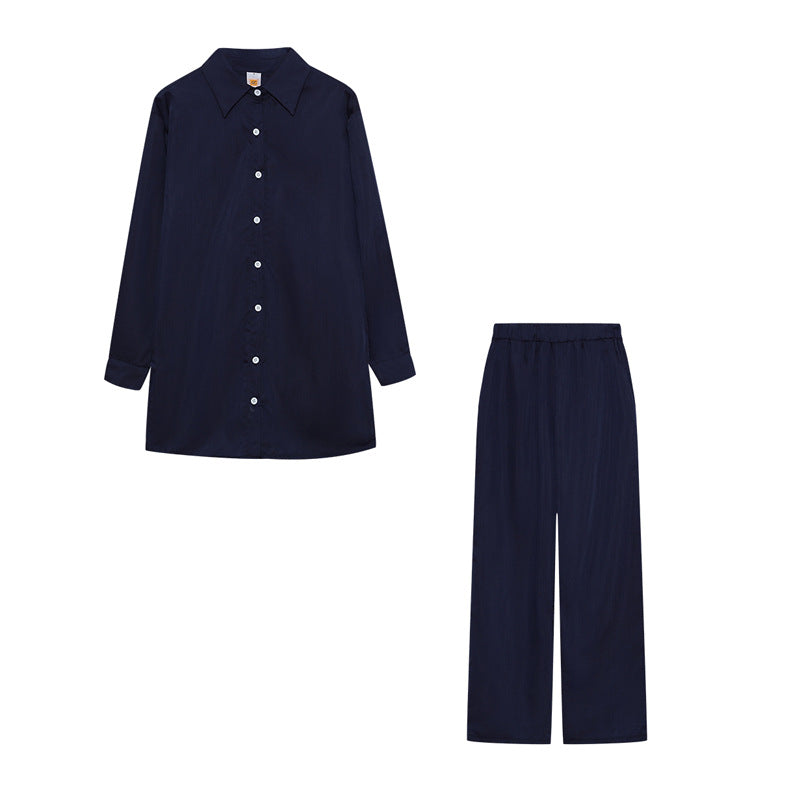 Damen bequemes Schlafanzug-Set mit knöpfbarem Oberteil und lockeren Hosen Heidi-Mode