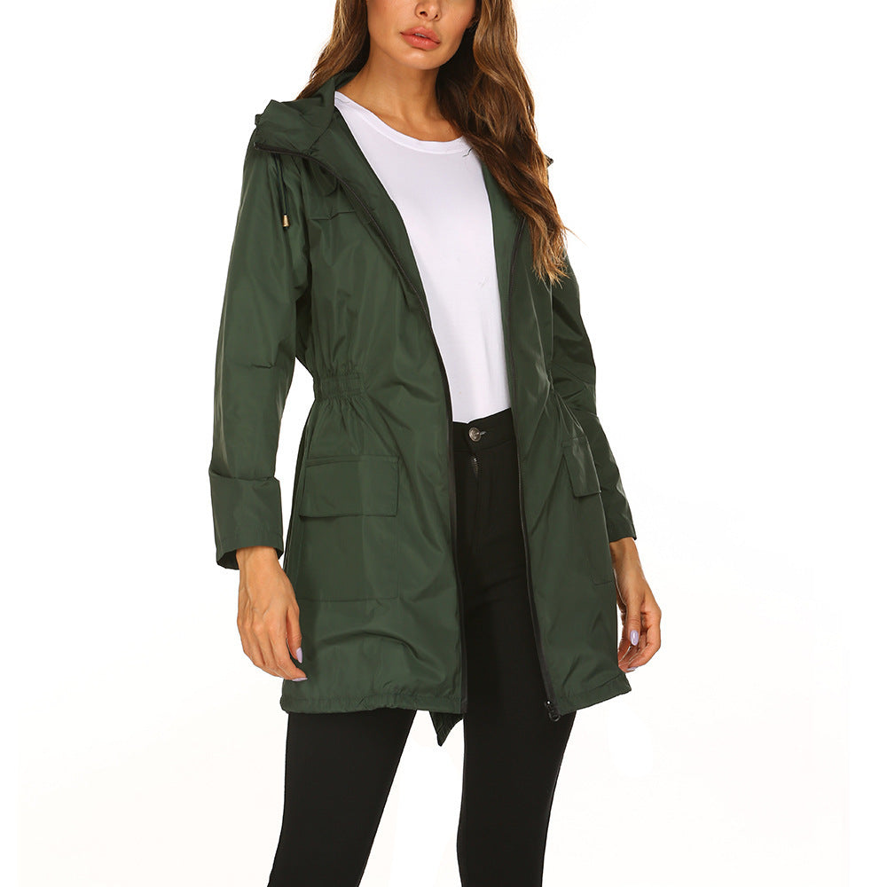Damen Outdoor-Jacke mit verstellbarer Kapuze und elastischem Bund Heidi-Mode