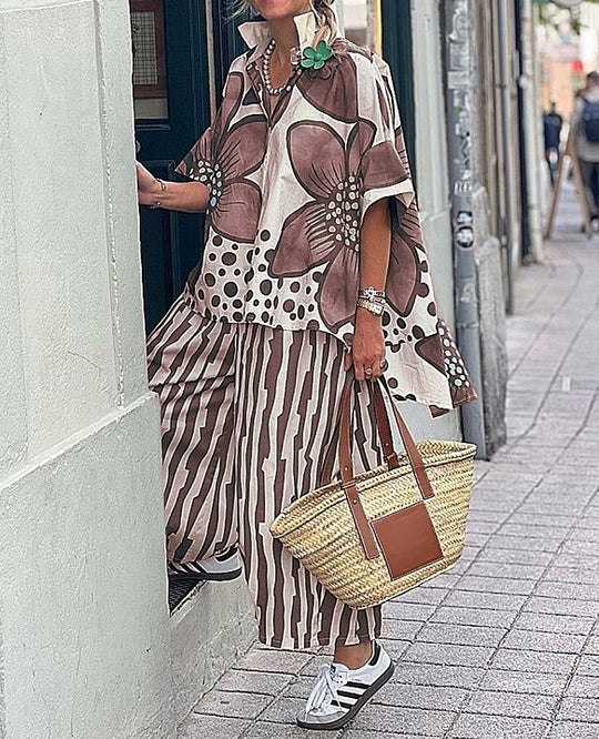 Damen lässige Bluse und Palazzo Hose Set Heidi-Mode