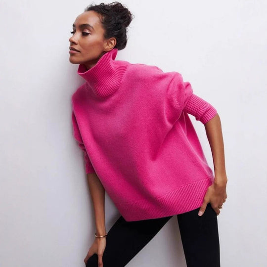 Damen Oversized Rollkragenpullover aus weichem Strick Heidi-Mode