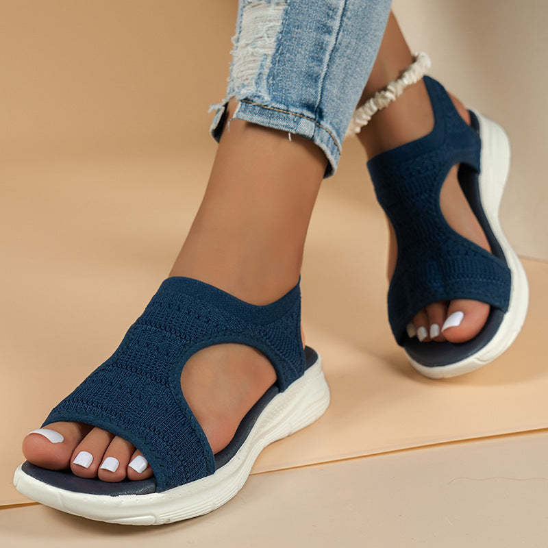 Damen ergonomische Freizeit-Sandalen mit elastischem Obermaterial und gepolstertem Fußbett Heidi-Mode