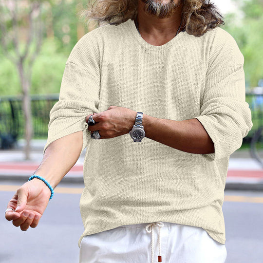 Herren Lässiges Langarmshirt aus atmungsaktivem Strukturstoff Heidi-Mode