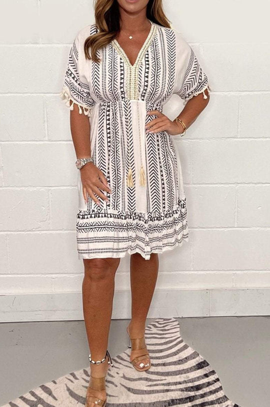 Femme Leichte Bohemian Tunika Kleid Heidi-Mode