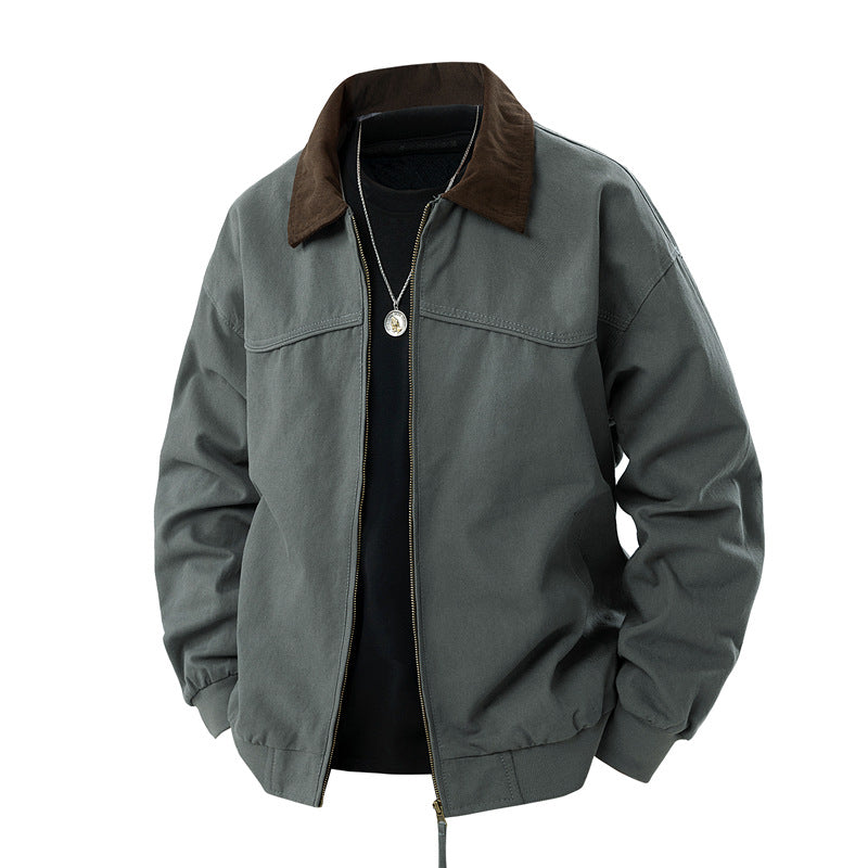 Herren leichte Utility-Jacke mit Stehkragen und praktischen Taschen Heidi-Mode