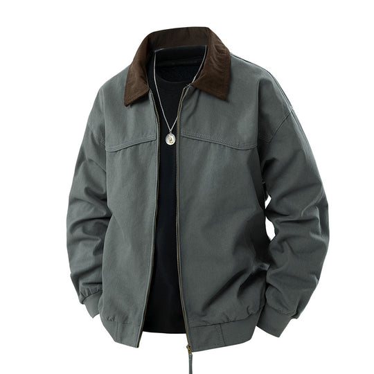Herren leichte Utility-Jacke mit Stehkragen und praktischen Taschen Heidi-Mode