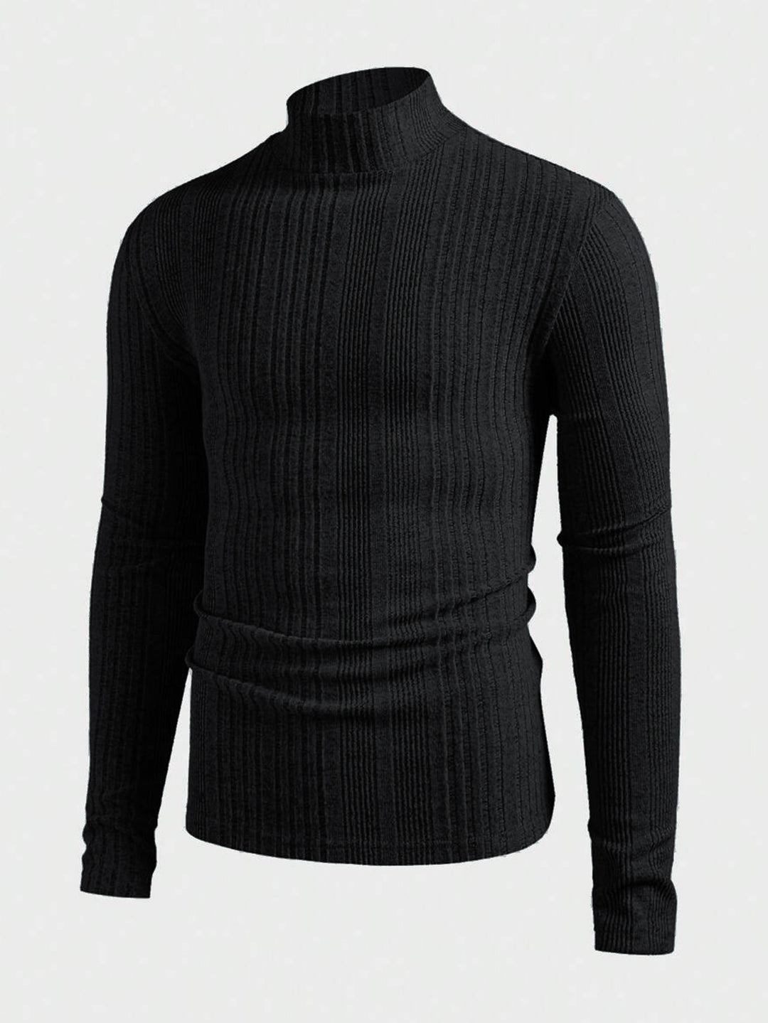 Herren Strickpullover mit hohem Kragen und Rippstruktur Heidi-Mode
