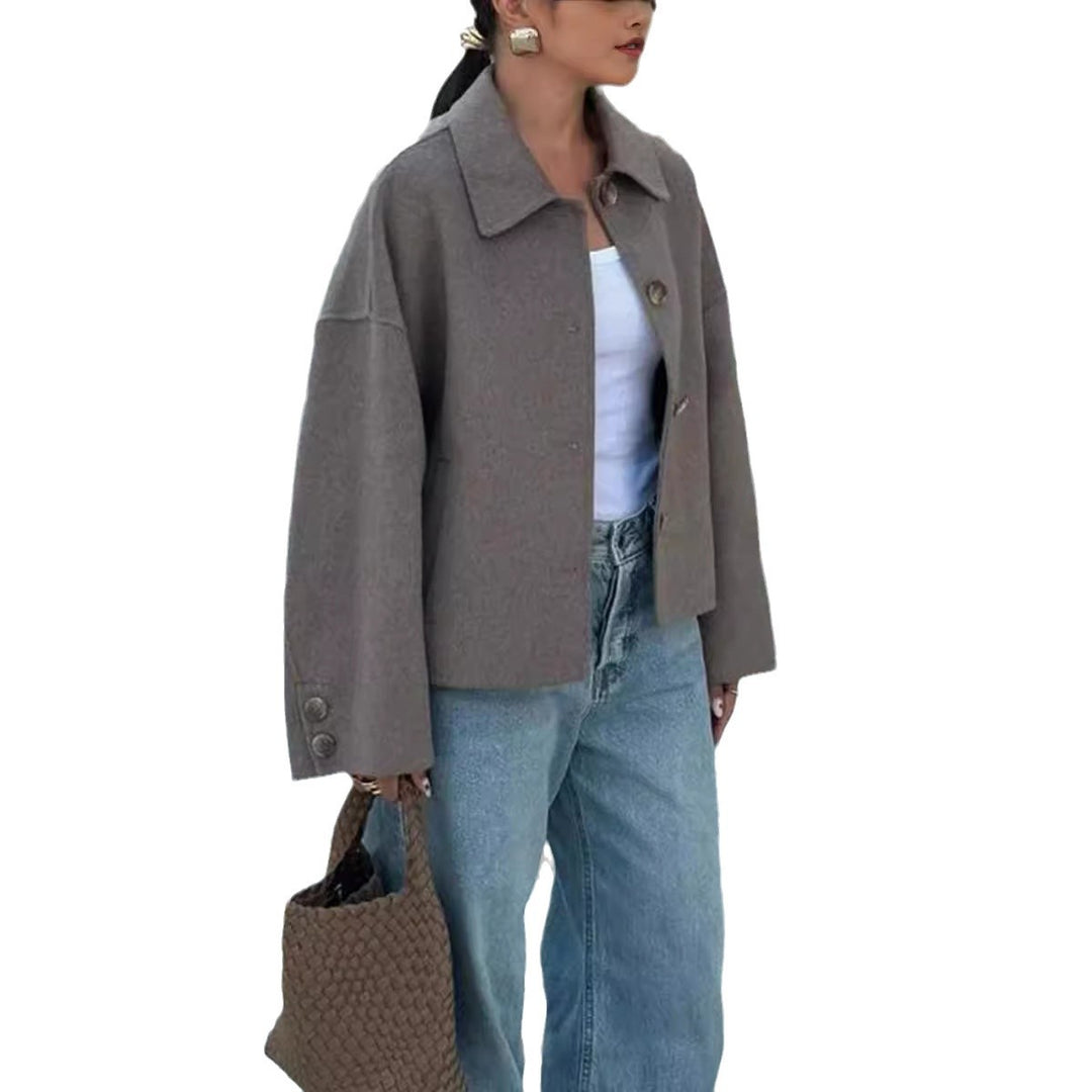 Damen Modische Oversized-Wolljacke mit Knopfdetails und weitem Schnitt Heidi-Mode