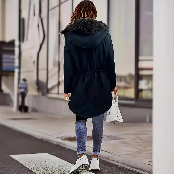 Damen winterliche Parka mit abnehmbarem Pelzkragen Heidi-Mode