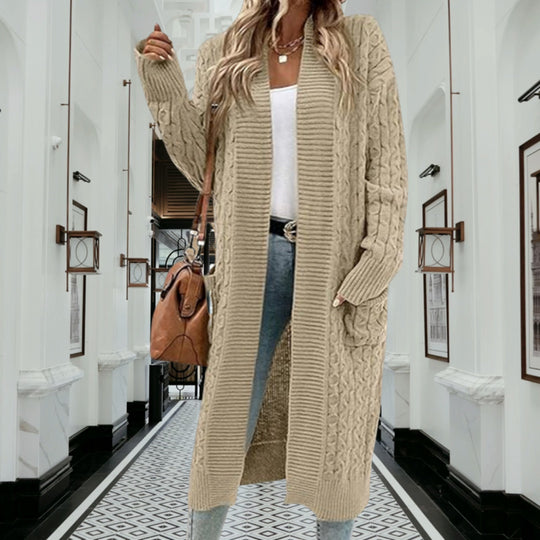 Damen Strickmantel mit Kabelmuster Heidi-Mode