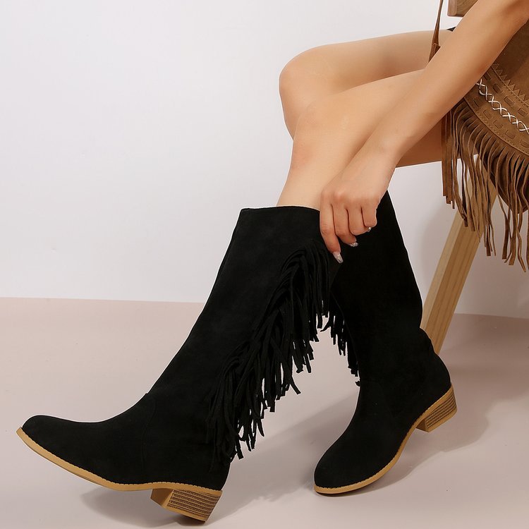 Damen Stiefel mit Fransen Heidi-Mode