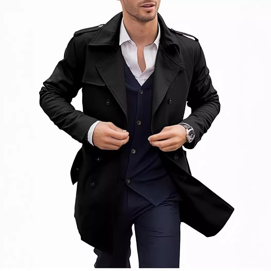 Herren leichter Trenchcoat mit modernem Design und stylischem Stehkragen Heidi-Mode