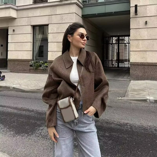 Damen Übergangsjacke mit Stehkragen und modernem Reißverschluss Heidi-Mode