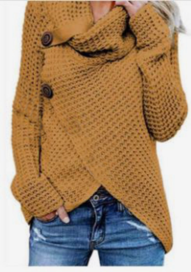 Damen Strickjacke mit asymmetrischem Verschluss und komfortablem Kragen Heidi-Mode