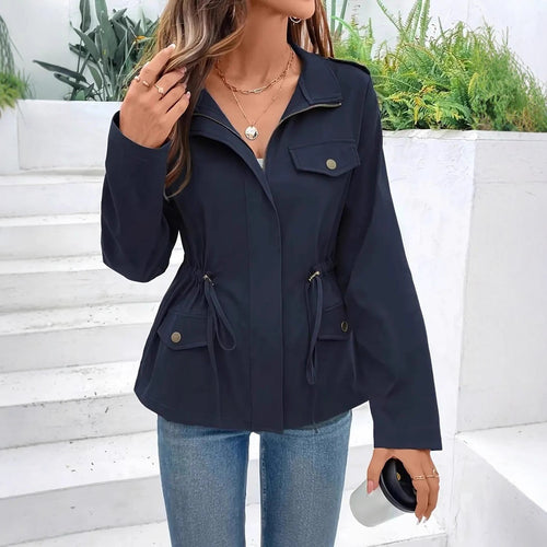 Damen Übergangsjacke mit verstellbarem Taillenzug und praktischen Taschen Heidi-Mode