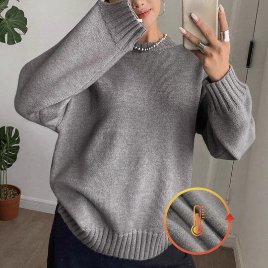 Damen Freizeitpullover mit strukturierten Ärmeln und geripptem Bund Heidi-Mode