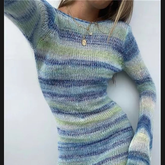 Damen Pulloverkleid mit weitem Schnitt und modernen Rüschendetails Heidi-Mode