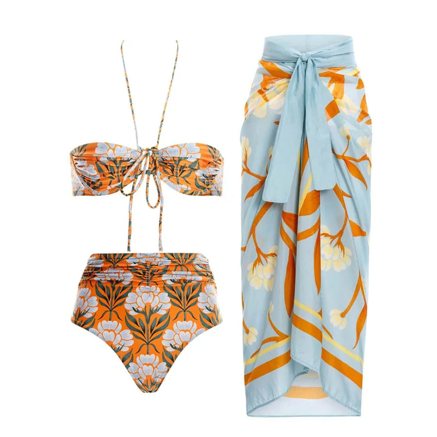Damen Zweiteiliges Bikini-Set mit Schärpe Heidi-Mode