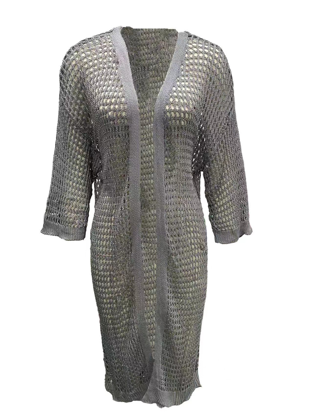 Damen Luftige Häkeljacke mit offenem Design und weiten Ärmeln Heidi-Mode