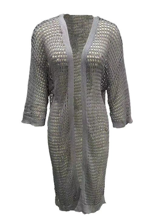 Damen Luftige Häkeljacke mit offenem Design und weiten Ärmeln Heidi-Mode