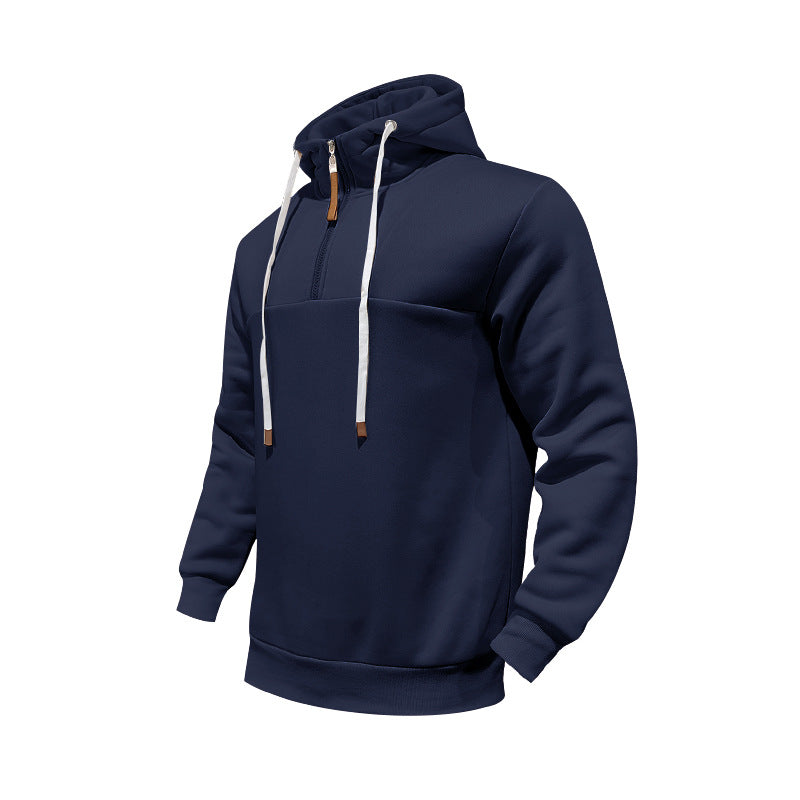 Herren Kapuzensweater mit halbem Reißverschluss und modernem Schnitt Heidi-Mode