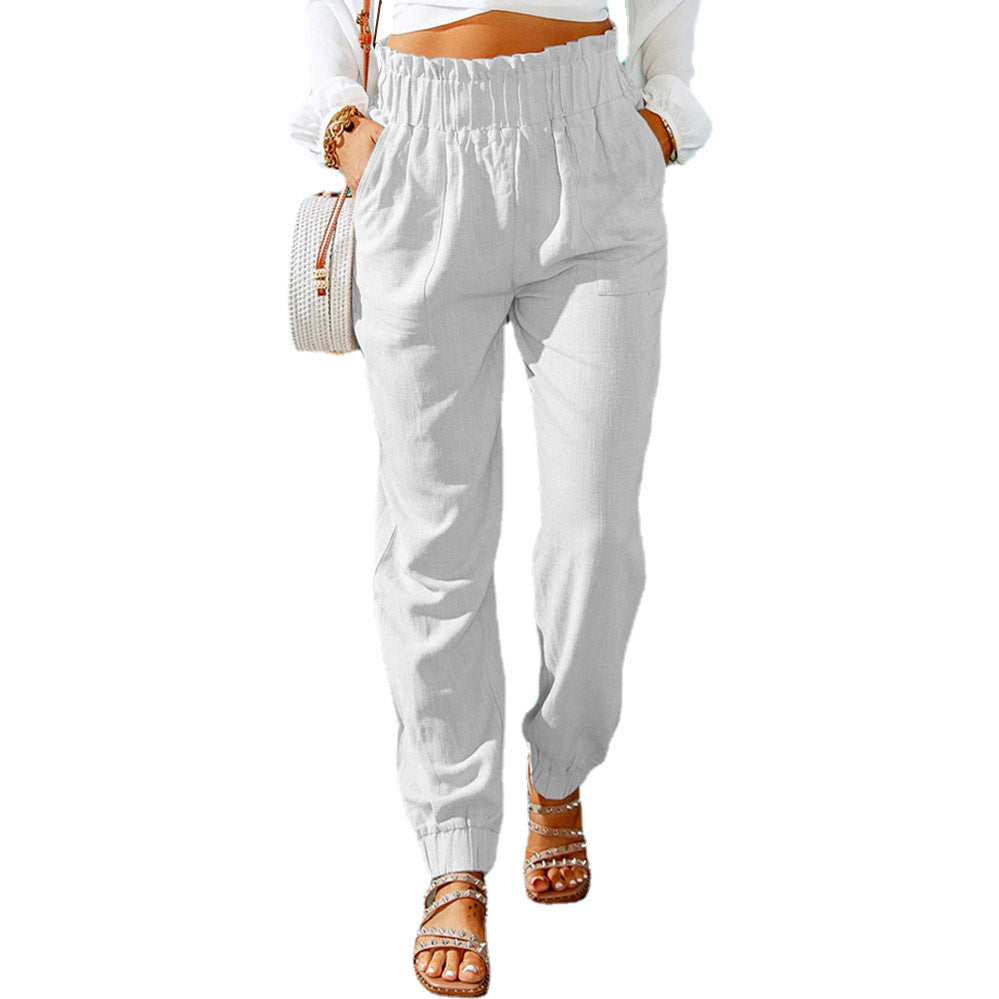 Damen Bequeme und elegante Sommerhose mit elastischem Bund und praktischen Taschen Heidi-Mode