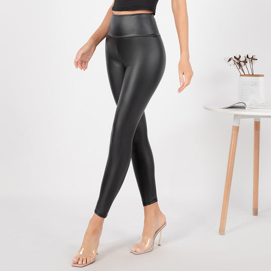 Damen Hochglänzende Leggings mit hohem Bund und formendem Schnitt Heidi-Mode