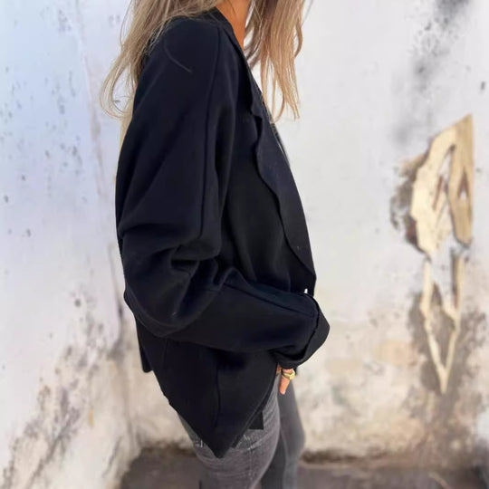 Damen Lässiger Oversize-Blazer mit praktischen Taschen und Knopfverschluss Heidi-Mode