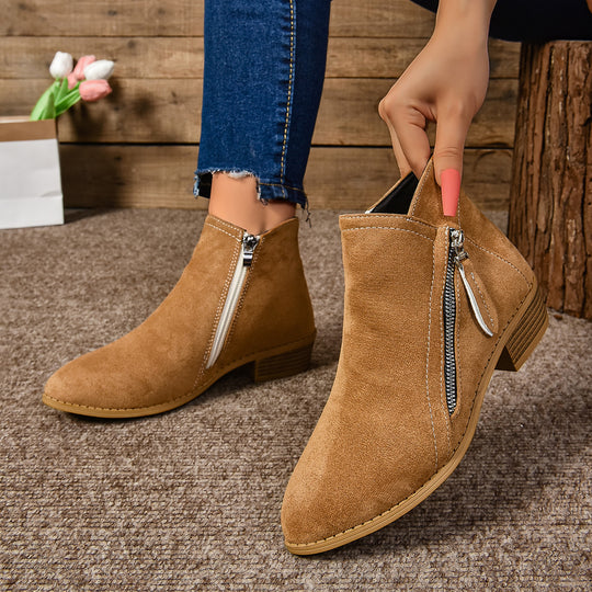 Damen Elegante Stiefeletten mit modischem Reißverschluss Heidi-Mode