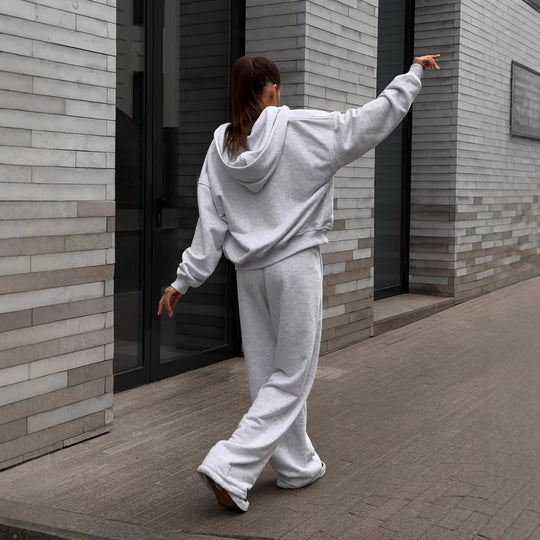 Damen Sportlicher Oversized Hoodie und weite Jogginghose Set Heidi-Mode