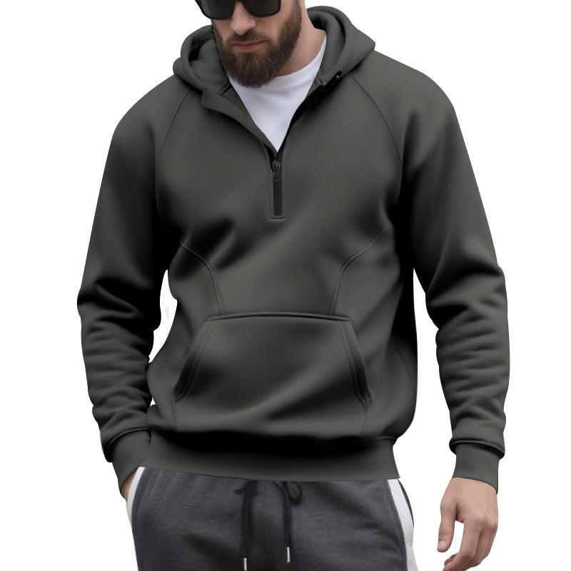 Herren Kapuzensweater mit Reißverschluss und praktischer Kängurutasche Heidi-Mode
