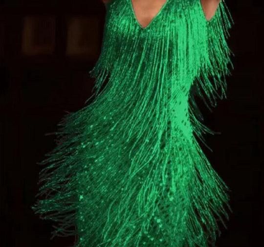 Heidi-Mode | Rüschenquast V-Ausschnitt Ärmelloses Minikleid
