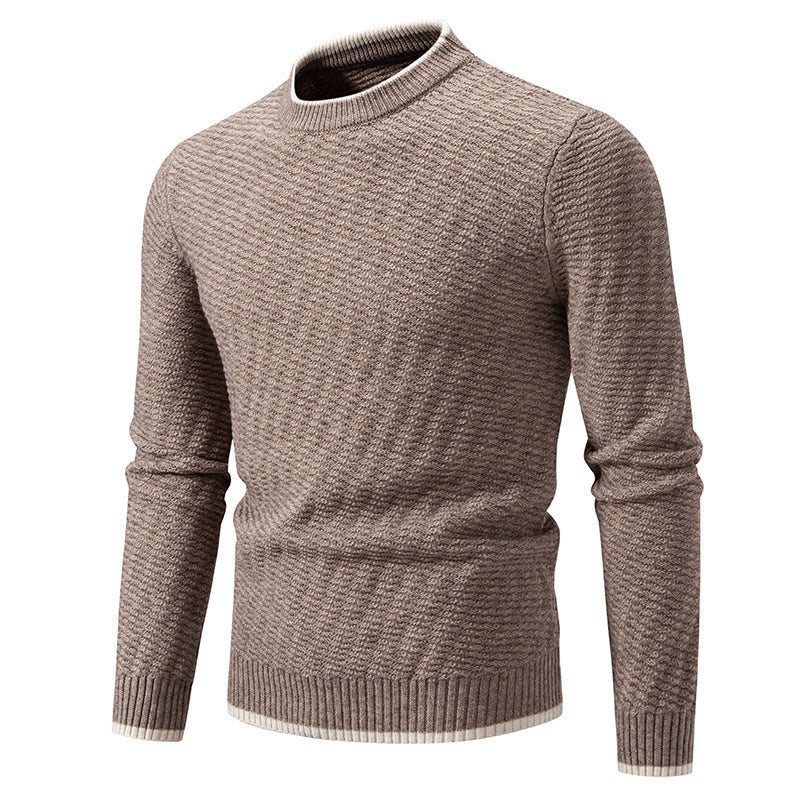 Herren strukturierter Pullover mit hochabschließendem Kragen Heidi-Mode