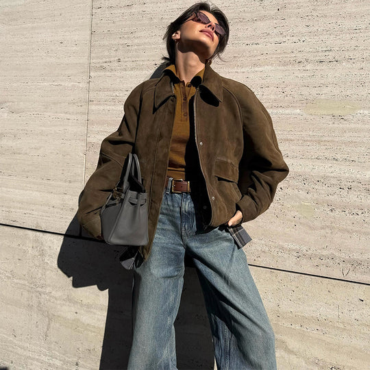 Damen Stilvolle Wildlederjacke mit modernem Schnitt Heidi-Mode